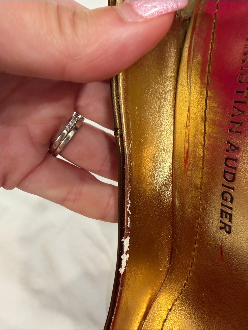 Christian Audigier Metallic Bronze Pointed-Toe Pumps 7 women’s leather Ed hardy - Picture 8 of 10